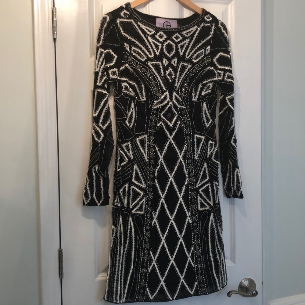 JS Collections Black beaded cocktail dress SZ 4